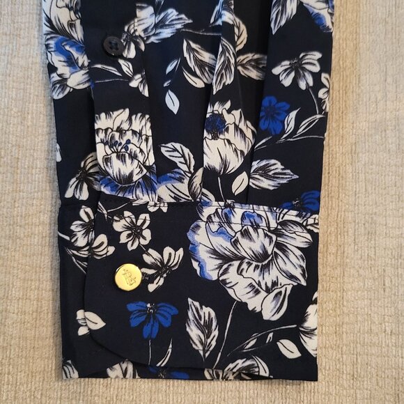 Ralph Lauren Navy Blue Floral Print Long-Sleeves Shirt Dress - Picture 6 of 6